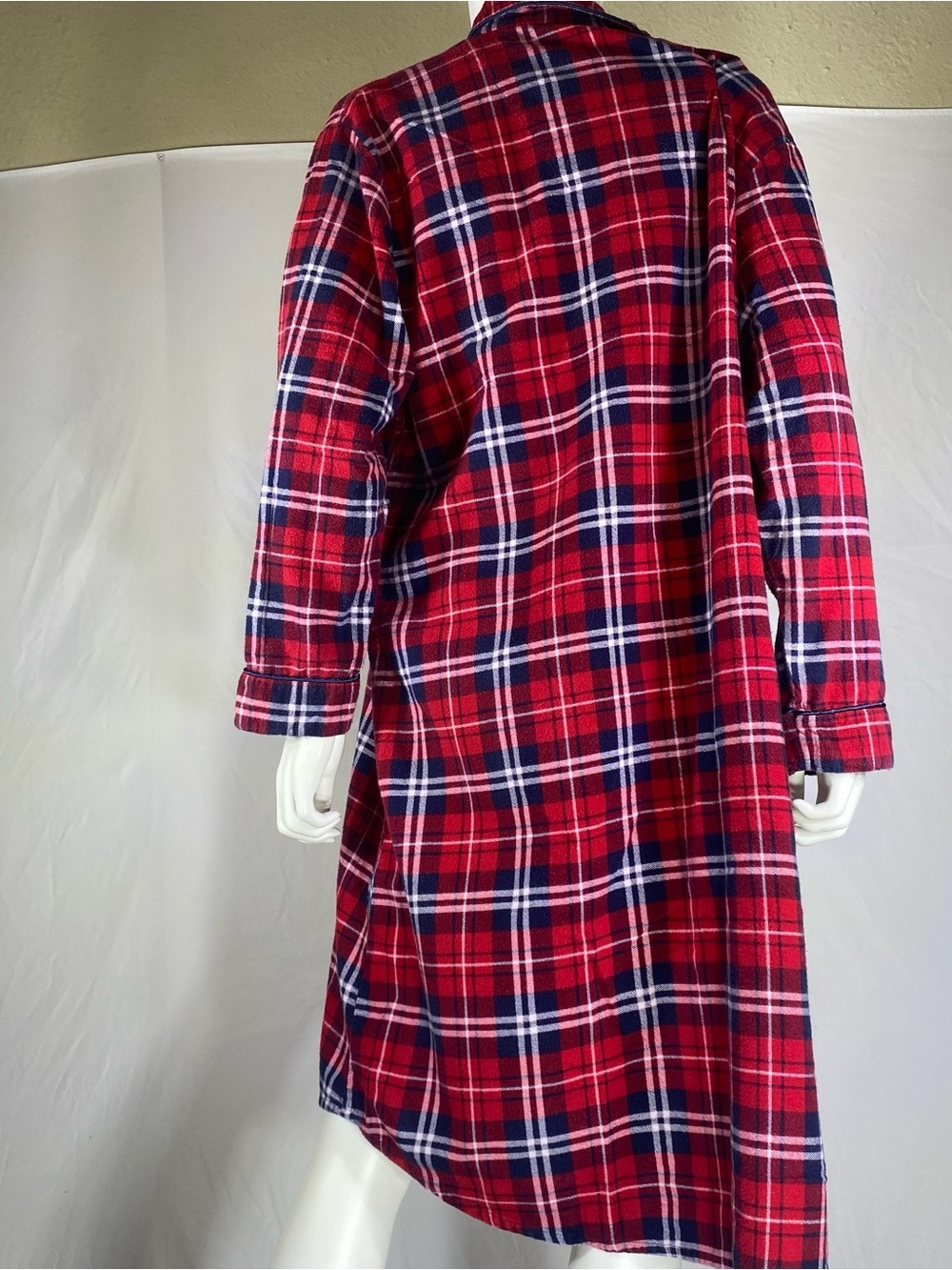 Erxeelo Red Navy Plaid Flannel Nightshirt - Picture 3 of 5